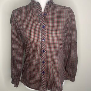 New Territories Blue, Red & Green Plaid Button Up. Vintage. Y2K